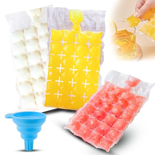 Bolsa Cubitos de Hielo Grandes, FainFun Bolsas para Hacer Cubitos de Hielo, Bolsas De Cubitos, Produce Hasta 4800 Cubitos de Hielo para Agua, Bebidas, Cócteles, Zumos y Otros Helados