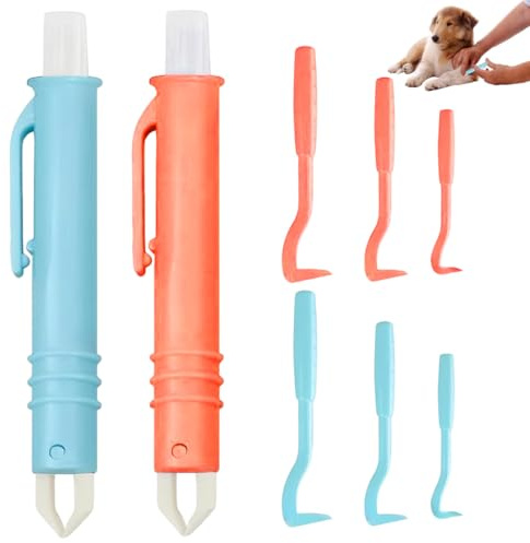 LKJAUOZ 2 Set Juego de quita garrapatas para Perros y Gatos, Juegos De Limpieza De Garrapatas, Pinza Garrapatas Elimina Sin Dolor en Segundos,Eliminar Garrapatas para Mascotas