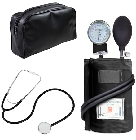 Mobiclinic, Pack de tensiómetro brazo manual y fonendoscopio, Estetoscopio aluminio doble campana, Medición presión arterial, Alta precisión, Fácil usar