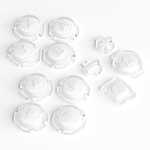 eXtremeRate Boutons de Remplacement pour Switch, Bouton ABXY Direction Home Capture + - pour Nintendo Switch & OLED Joycon,Bicolore avec Symboles-Fond Blanc Transparent Cover