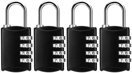 DAYGOS Small Combination Padlocks with Code, 30mm Suitcase Locks with 3mm Shackle, [4 Pack] Security Combination Lock for School Gym Luggage - Black