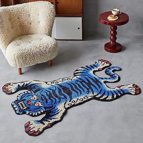 Tibetan Tiger Rug High Pile Machine Washable Non-Slip TPR Backing 1.5 x 1 m for Bedroom Bathroom Living Room Dining Room