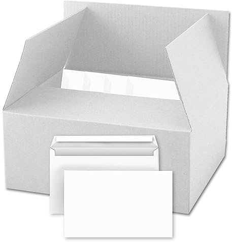 versando 1.000x Briefumschläge ohne Fenster C6 114x162mm weiß: selbstklebende Kuverts für Grußkarten, Rezepte, einfach verschließbar mit Sichtschutz