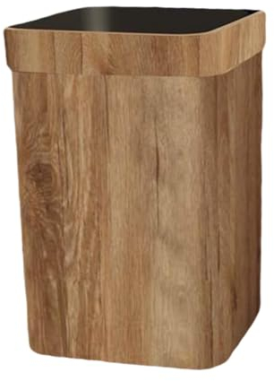Baoblaze Trash Can Garbage Container Bin Decorative Wood Grain Paper Basket Wastebasket Waste Bin for Office Laundry Indoor Craft Room, 22.5x27.5cm