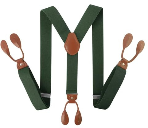 YUEZHAN Bretelle Suspender Bretelle Larghe da Uomo in Pelle Pu Marrone con Bottone A Y sul Retro Bretelle Moda Uomo Bretelle per Pantaloni Regalo per papà 17