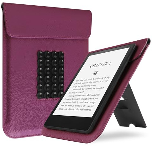 VOVIPO slimmat fodral väska för 17,8 cm 7 tum Paperwhite läsplatta, skyddande fodral för 17,78 cm (7 tum) läsplattor, med silikonsugkopp och flervinkelstativ – lila