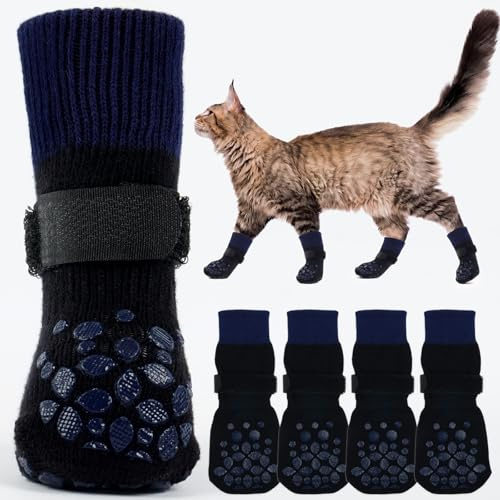InjuBlack Set med 2 par katttassar och hundtassar som inte kliar, halkfria strumpor för att skydda din valps tassar, svart, storlek XS