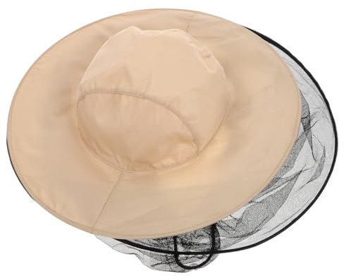 GALPADA Chapeau Apiculteur Protection Moustique Extérieur avec Large Bord Beige, Voile Moustiquaire Respirante, Pliable Portable pour Apiculture Pêche Jardinage Randonnée
