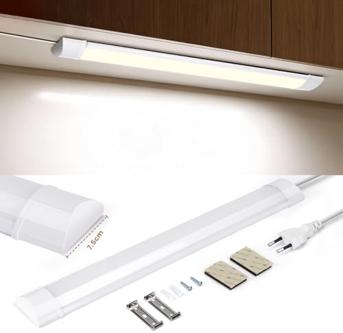 Aigostar Unterbauleuchte Küche LED 60cm, Superhell 2500 lm, Natürliches Weiß 4000K, Breit 7,5 cm, Schrankbeleuchtung Einfache Installation, Geeignet für Küchen, Badezimmer und Schlafzimmer, 1 Stück