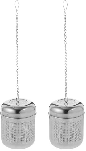 Housoutil Infusor de Cocina de Acero Inoxidable Pequeño 2 Piezas, Colador de Té Reutilizable Cadena, Filtro de Especias para Guisos, Sopas y Condimentos, Colador de Malla Fina para Hojas