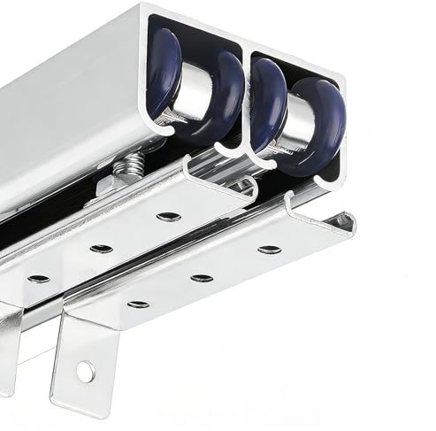 Rail Porte Coulissante Double Plafond, Systeme Porte Coulissante Invisible, Quincaillerie Kit de Rail pour Placard, Salle de Bain et Grange - Capacité de Charge 60 KG