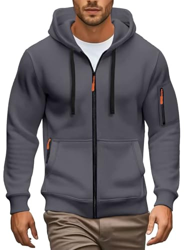 Générique Sweat A Capuche Homme Pull Homme - Sweat À Capuche avec Poche, Coupe Régulière, Zip Intégral, Poignets Côtelés, Confort, pour Automne et Hiver - Hoodie Sweatshirt