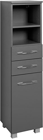 Held Möbel Portofino Midischrank 30, Holzwerkstoff, Graphitgrau, 35 x 30 x 122 cm