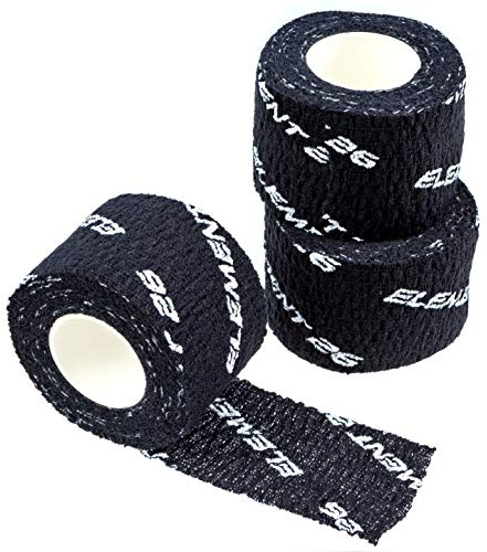 Element 26 Athletic Weight Lifting Tape - Premium Thumb and Finger Tape - Black Hook Grip Tape - Sticky and Stretchy Tape with Sweat Resistant Adhesive (3 Rolls - 1.5 Width, Black)