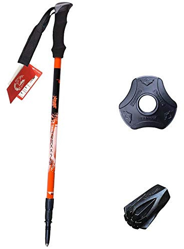 WangLx Trekking Pole Wanderstöcke Trekkingstöcke Carbon Nordic Walking Stöcke Teleskopwanderstöcke Für Damen Und Herren Höhenverstellbar Korkgriff Zum Wandern Walking, Black orange