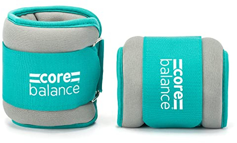 Core Balance Ankle and Wrist Weights Adjustable Strap Neoprene Fabric Set Of 2 x 0.5kg (Teal)