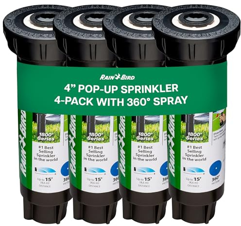 Rain Bird 1804FDSP25 - Aspersor Profesional de Doble pulverización emergente con regulador de presión (PRS), patrón de círculo Completo de 360°, Distancia de pulverización de 8 a 15 pies, Altura