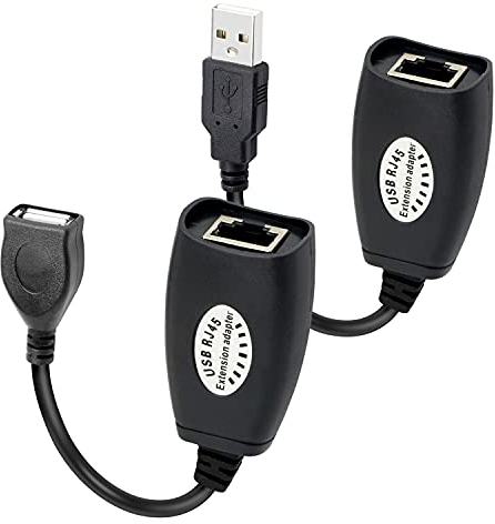 GELRHONR Adattatore per cavo di prolunga da USB 2.0 a RJ45, cavo Cat5e, Cat6, per stampante e mouse-2PACK (Nero)
