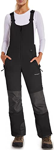 BenBoy Women's Snow Bibs Ski Waterproof Windproof Insulated Overalls Ripstop Snowboard Pants Winter,HXK7667W-Black-XL Darkblack