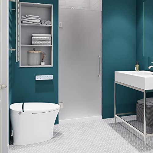 ANZZI 70 x 24 Frameless Frosted Shower Door in Brushed Nickel, Passion Water Repellent Glass Door with Seal Strip Parts and Handle, 5/16 Glass Hinged Shower Door with Handle (SD-AZ09-01BN-F)