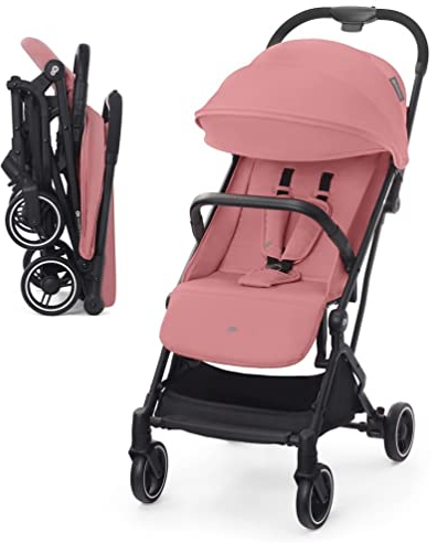 Kinderkraft INDY2 Poussette compacte légère voyage, Capote imperméable avec filtre UPF 50+, Facile à transporter, Position allongée, Réglage du dossier, Rose