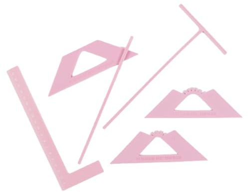 Craftelier - Kit Reglas y Escuadras de Encuadernación | Herramientas Básicas para Proyectos de Scrapbooking, Manualidades y Encuadernación | Incluye Regla en L, Regla en T y Escuadras | Color Rosa