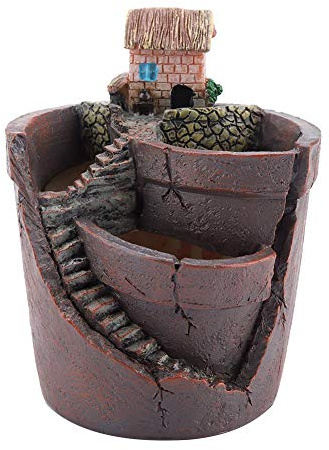 Creative House Plants Maceta para Plantas Suculentas, Maceta Artística de Resina Contenedor Bonsai con Orificio de Drenaje, Lindo Jarrón de Paisaje Adorno para Escritorio Jardín Hogar Balcón Decoració
