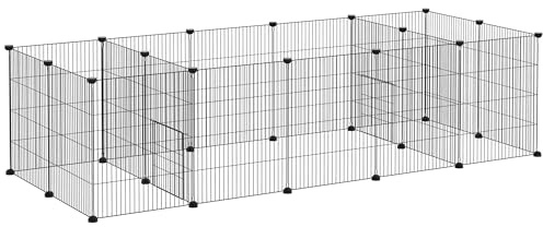 PawHut Gabbia per Porcellini d'India, Recinto per piccoli animali, 18 pz con Porta per Esterni ed Interni 175x70x45cm, Nero