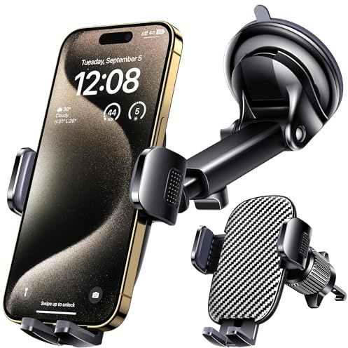 Qifutan Car Phone Holder Mount Phone Mount for Car Windshield Dashboard Air Vent Universal Hands Free Automobile Cell Phone Holder Fit for iPhone Smartphone Camera Mounts