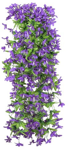 duoyif Fiori Artificiali Sul Muro 80cm Fiori Pendenti Artificiali Da Interno Fiori Artificiali Da Parete Fiori Pianta Vite Decorazione Della Parete Di Casa Giardino Esterno Matrimonio (Viola)