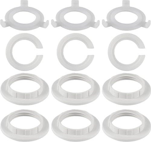 12 Pcs E27 to E14 Lampshade Reducer Ring, E14 Lamp Shade Reducer Rings, Light Lamp Shade Adapter Rings Screw Collar Ring Converter Washer for Lampshade Adaptor Socket Replacement Fittings