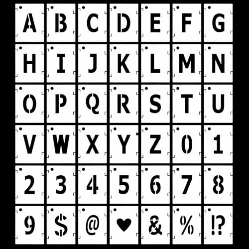 Fodlon 42-teiliges Buchstaben Schablonen Set (7,5 cm) für Holzschilder, Malerei und DIY-Projekte - Wiederverwendbare Alphabetschablonen in verschiedenen Größen für individuelle Gestaltung