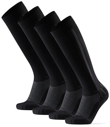 DANISH ENDURANCE 2 Paar Sport Kompressionsstrümpfe, Stützstrümpfe, 21-26 mmHg, für Herren & Damen (Schwarz/Grau, EU 39-42)