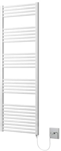 Greened House White Electric Heated Towel Rail Straight 500mm W x 1600mm H