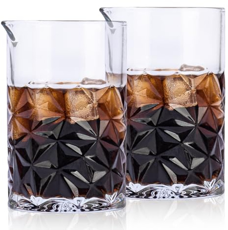 Raisaplin 2-Stück 24oz/700ml Cocktail Mixing Gläser - Thick-Bottom Seamless Crystal Martini Stirrers, Old Fashioned Barkeeper Tools, Ideal Geschenk für Hochzeit, Geburtstag, Vatertag