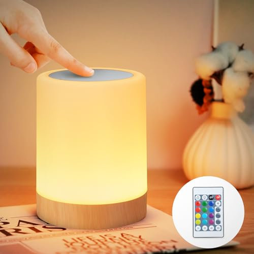 Bonsery Lampe de chevet tactile à intensité variable - Lampe de table LED sans fil avec USB rechargeable - Veilleuse pour bébé - Avec minuterie et mémoire - Pour chambre à coucher, salle de bain,