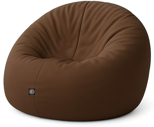 PATCH HOME 2-i-1 sittsäck fåtölj – gaming saccosäck med dragkedja – redan fylld, ergonomisk och robust för barn och vuxna – inomhus och utomhus, väderbeständig (brun, 155 cm)