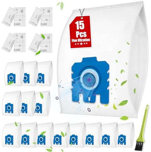 AirClean 3D Efficiency Dust Bag for Miele Hoover Bags, Replaces for Miele GN Vacuum Bags Compatible with Classic C1, Complete C3, C2, S227, S240, S270, S400, S2, S5, S8 Series Vacuum Cleaner (15p)