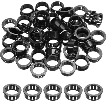 PATIKIL 60Pcs Passe Fil Plastique, 24.8mm Diamètre de Montage Œillets pour Câble, Bagues de Fixation, Attaches de Verrouillage en Nylon pour Câbles Métalliques et Tuyaux, Noir