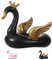JYJLLM Baby Swan Float with Safety Harness - Inflatable Toddler Pool Seat for 1-5 Years Kids, Anti-Slip Handle Bathtub Floatie, Premium Swan Shape Baby Swimming Raft (black)