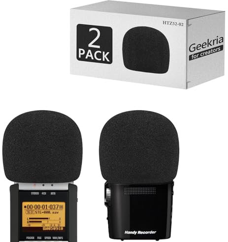 Geekria for Creators Foam Windscreen Compatible with ZOOM H2n, H4n, H4n Pro Handy Recorder, Mic Wind Cover, Sponge Foam Filter, Portable Digital Recorder (Black / 2 Pack)