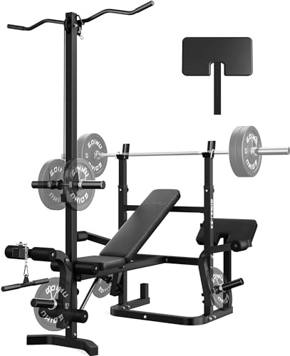 Goimu Z3 Olympic Weight Bench Set with Leg Extension and Leg Curl, 9 in 1 Workout Bench Set with Preacher Curl Pad and LAT Pulldown, Multi-Function Strength Training Bench Press Set for Home Gym