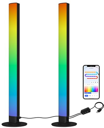 RGB Smart LED Desk Light Bars 2-Pack Music Sync Standing Light Bars for Gaming, Home Office & Ambient Lighting (App Control)