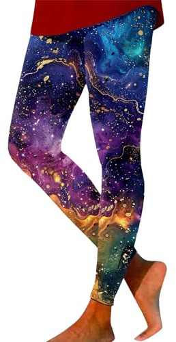 2025 Leggings for Women Galaxy Leggings Women high Waist Galaxy Costume Printed Colourful Yoga Trousers Stretchy Yoga Trousers Planet (Light Purple, s)