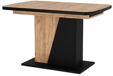 Vicco Table de Salle à Manger Fenaro, Noir/Chêne, 120-160 x 80 cm Extensible, Extensible avec rallonge pour des Dimensions de Table Flexibles