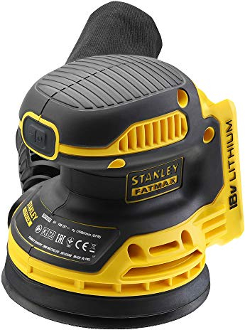Stanley Fatmax Ponceuse Excentrique Sans Fil 125Mm Lithium-Ion 18V 12 000 trs/mn Design Compact Avec 1 Sac Collecteur de Poussière Sans Batterie ni Chargeur Chargeur FMCW220D1-QW