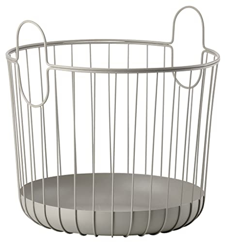 Zone Denmark Inu Korb mit Griffen aus Metall, Aufbewahrungskorb, Handtuchkorb, Gästehandtuchkorb, Deckenkorb, Rund, Durchm. 40,6 cm, Höhe 41,1 cm, Taupe (Braun)