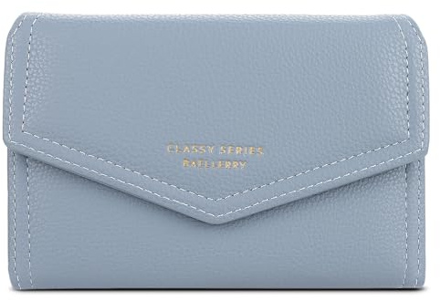 FORRICA Femmes Portefeuille Court Porte Monnaie Elégant Pochette Dames Fermeture Éclair Poche à Monnaie Porte Cartes PU Cuir Portefeuilles avec Boîte Cadeau Bleu