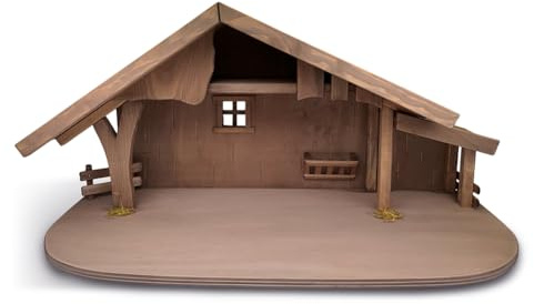 FRITZ COX Étable de crèche Eiffel fabriquée en Allemagne en bois massif | Finition de qualité supérieure pour un beau Noël