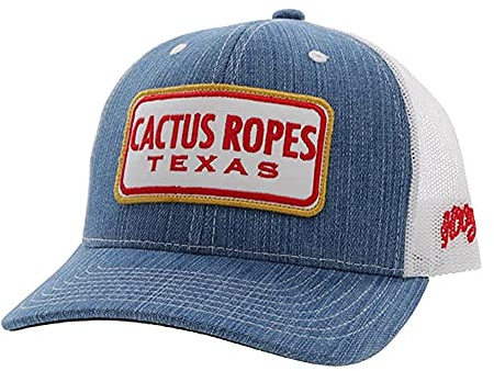 HOOEY Verstellbare Snapback Trucker Mütze mit Kaktus-Seilen Logo, Denim/Weiß/Rot